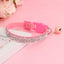Suede Leather Cat Collar Bling Rhinestone Cats Collars with Bell Safety Breakaway Pet Puppy Necklace Adjustable XS S Pink Soft