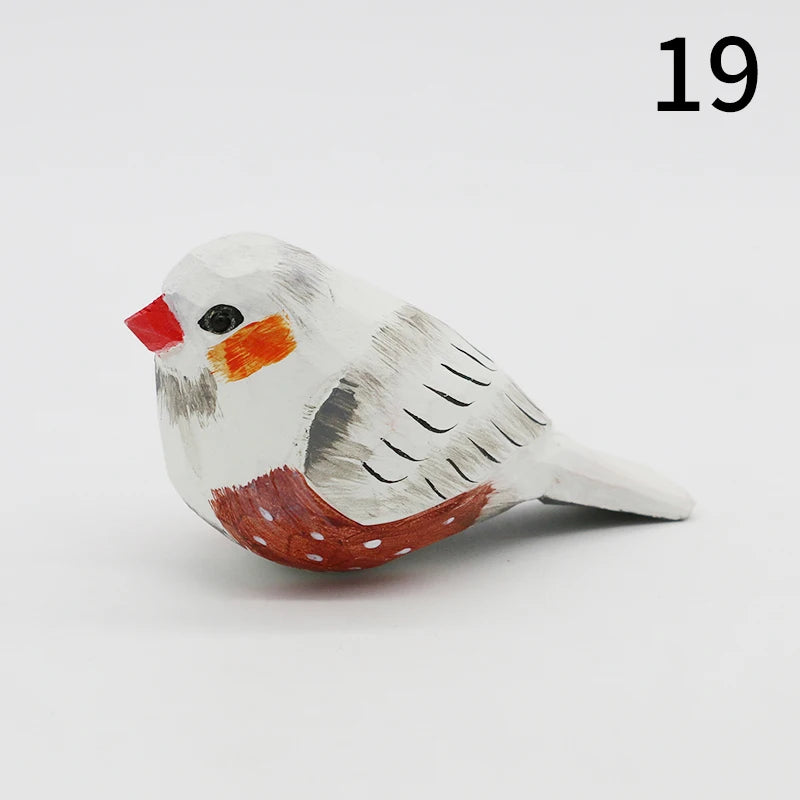 Wooden Bird Figurine Ornaments Handmade Carving Animals Miniature Crafts Art Decor Home Desktop Decoration Children Gifts