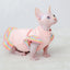 Sphynx Hairless Cat Clothes for Spring Autumn, Cute Rainbow Ruffles Sleeve Cotton Dress Pet Apparel Costume Cat Dress for Kitten