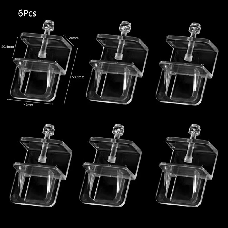 6Pcs Aquarium Fish Tank Anti-Jump Net Clamp Holder Plastic Transparent Fixed Clip Aquarium Cover Clips Aquarium Accessories
