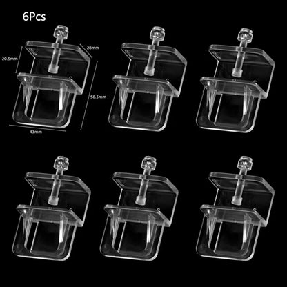 6Pcs Aquarium Fish Tank Anti-Jump Net Clamp Holder Plastic Transparent Fixed Clip Aquarium Cover Clips Aquarium Accessories