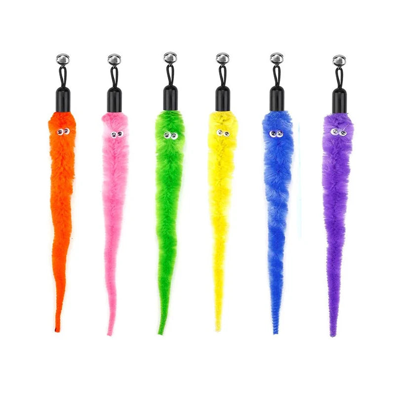 Cat Feather Toy Accessories False Mouse Worm Toy with Bell Kitten Cat Toys Interactive Replacement Refill Foam Ball Training