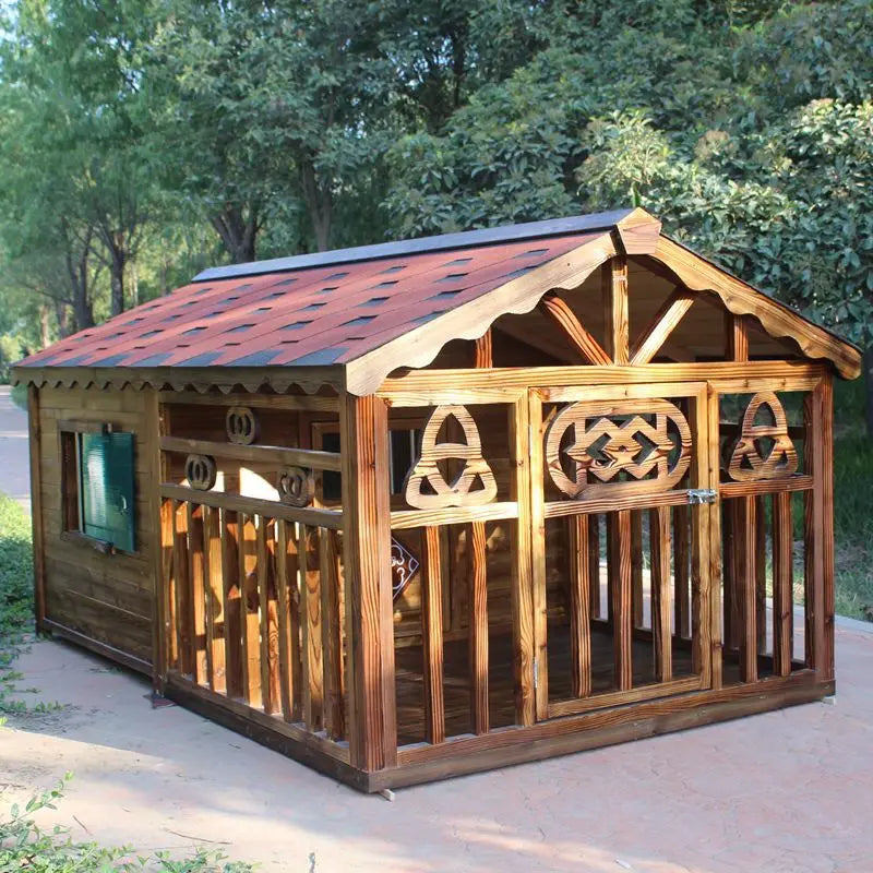 Manufacturer spot outdoor dog house wooden dog villa bite-resistant kennel rain-proof kennel can be customized dog house pet ca