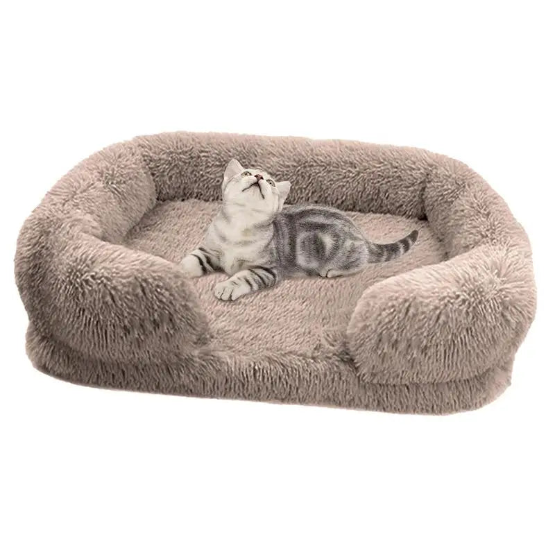Cozy Plush Dog Sofa Bed Square Beds Washable Warm Pet Cushion Orthopedic Lounger Fluffy With Zipper Cover