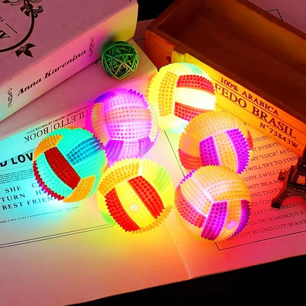 Fun Pet Toys Small Dog Flash Ball Dog Toys Ball Colorful Glowing Elastic Ball Dog Training Throwing Ball interative Toy Ball