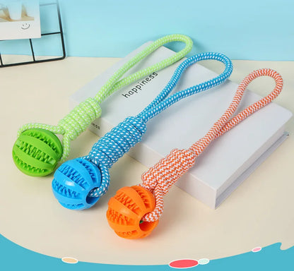 Durable Dog Rope Toys Ball on Rope, Tug of War Dog Toy Interactive Exercise Reward Toy for Medium Small Dogs,Rubber Dog Chew Toy