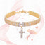 AAA Zircon Cross Cat Accessories Pet Necklace Adjustable Rose Gold Collar for Small Medium Puppy All Season Birthday Neck Gear