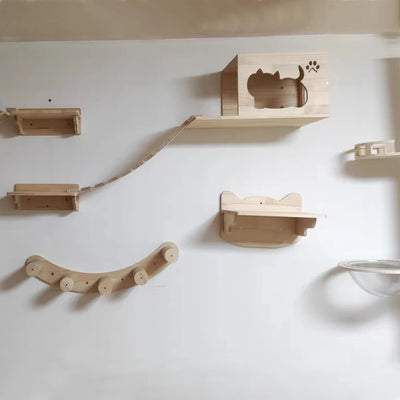 Cat Tree Tower Cat Hammock Cat House With Thick Cushions Wall Mounted Half-sheltered kitty Nest Satisfy Habits of Cat Easy Clean