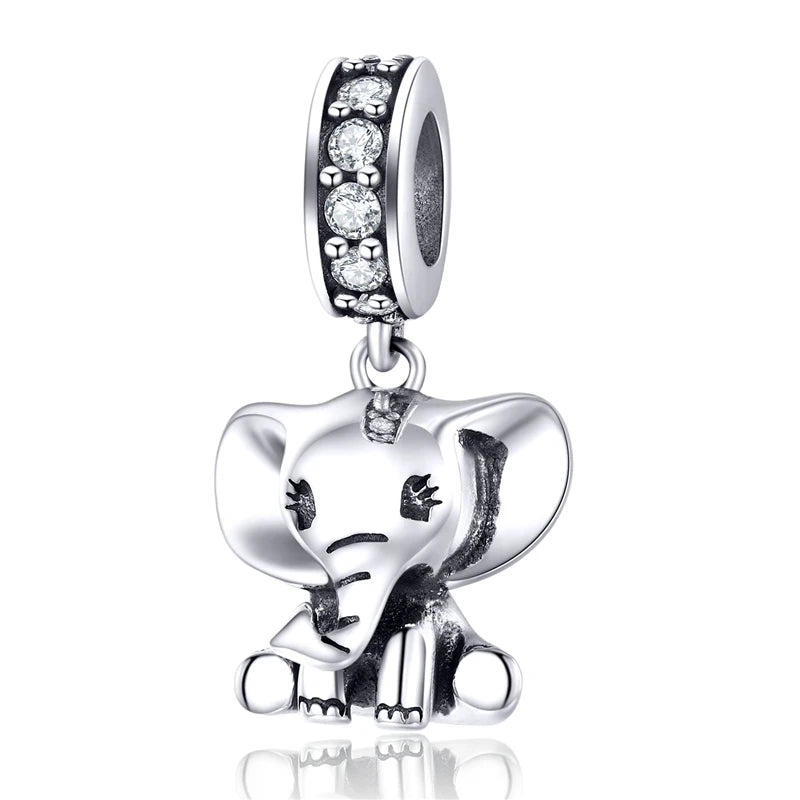 WOSTU 925 Sterling Silver Animal Charms Giraffe Zebra Unicorn Beads for Women Fit Original Bracelets Necklace DIY Jewelry Making