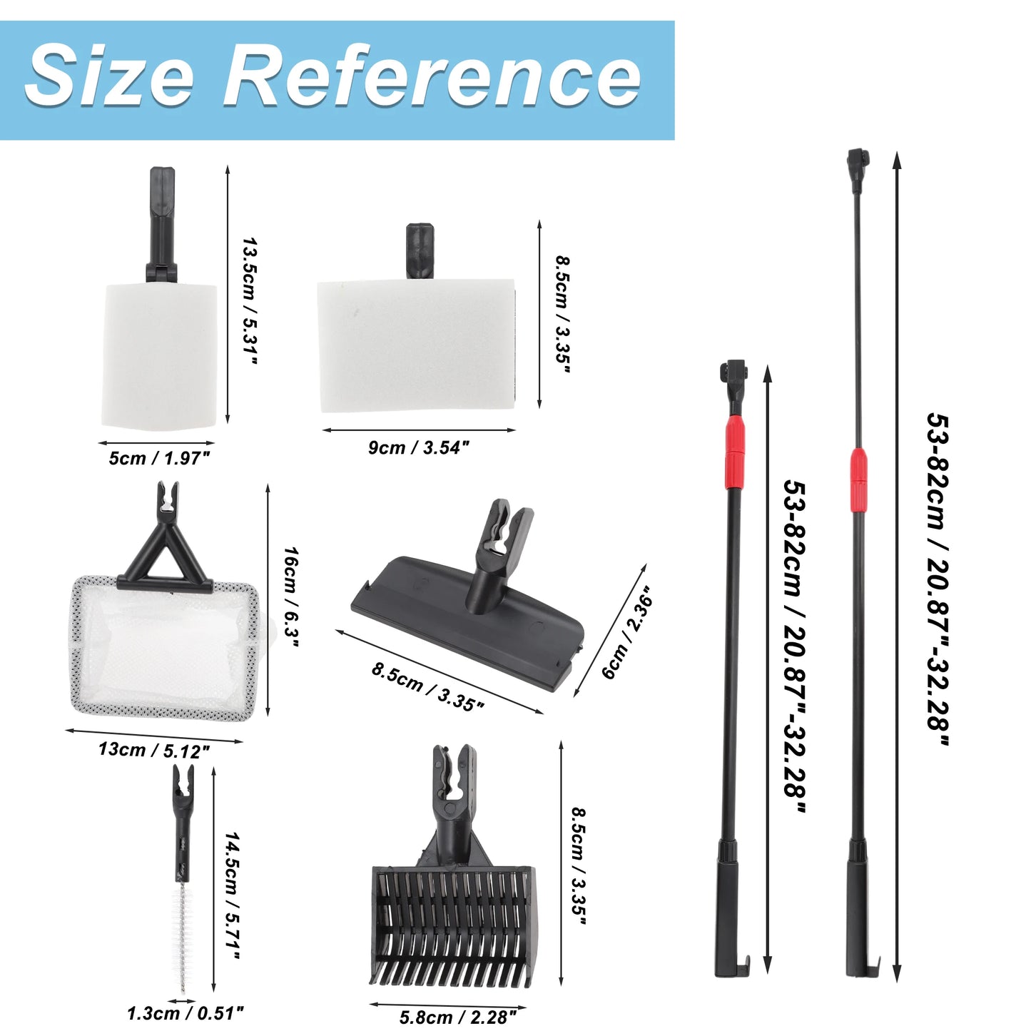 UXCELL Fish Tank Cleaning Tools 6 in 1 Fish Tank Cleaning Tools Aquarium Cleaning Kit Fish Aquatic Pet Supplies Cleaner