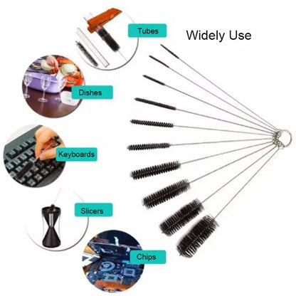 10pcs/set Aquarium Tube Pipe Cleaning Brush Stainless Steel Water Filter Air Tube Flexible Single End Hose Aquarium Accessories