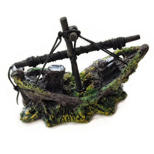 1Pcs Aquarium Decoration Wreck Ship Ornament Sailing Boat Fish Tank Cave Decor Resin Ornaments Landscaping Decor Akvaryum Dekor