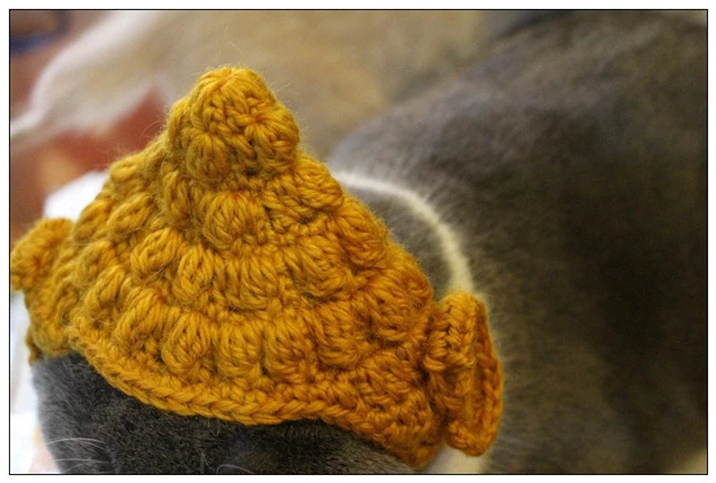 Winter Cosplay Buddha Pet Dog Hat Ginger Ear Protective Head Wear for Small Puppy New Year Lace Up Yorkshire Cat Accessories