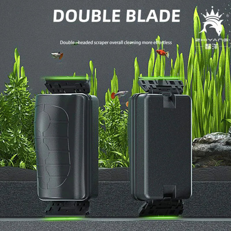 New Magnetic Aquarium Fish Tank Brushes Floating Clean Glass Window Algae Scraper Cleaner Brush Aquarium Accessories Two Blades