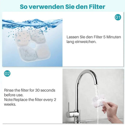 Water Filter for Cat Fountain Triple Layer High Density Cotton Cat Water Fountain Filter Resin Activated Carbon Cat Drinking