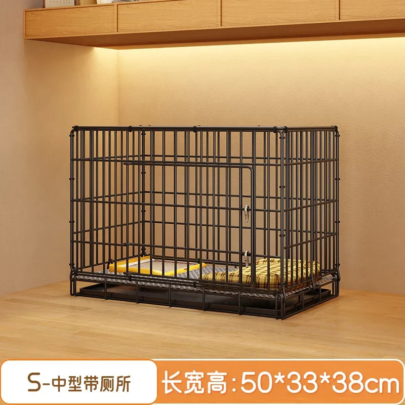 Dog Cage Small Dog Indoor Folding with Toilet Teddy Bigbear Medium Dog Corgi Border Pet Kennel