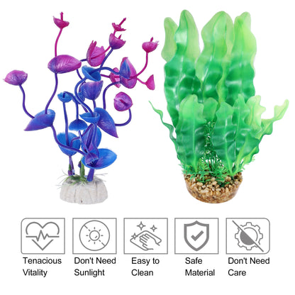 UXCELL 3/4/5/6/8/9 Pcs Artificial Aquarium Plants Grass Water Weeds Ornament Fish Tank Plant Flower Grass Decor Accessories