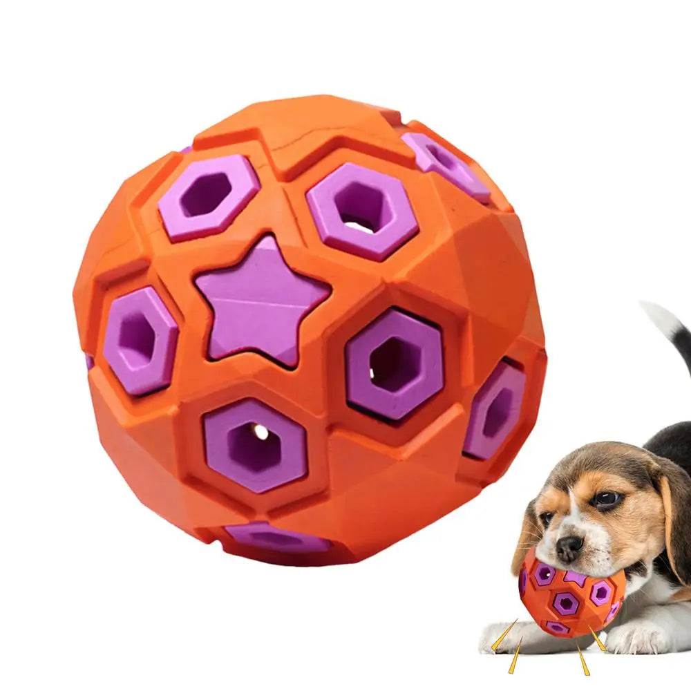 Pet Sound Toys Dog Toy Ball Rubber Hollowed Star Shape Squeaky Balls for Dogs Portable Bite Resistant Training Playing Supplies