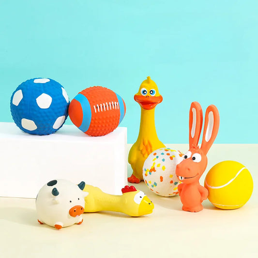 Dog Squeaky Rubber Toys Dog Latex Chew Toy Puppy Sound Toy Animal Bite Resistant Train Dog Supplies for Small Medium Large Dog