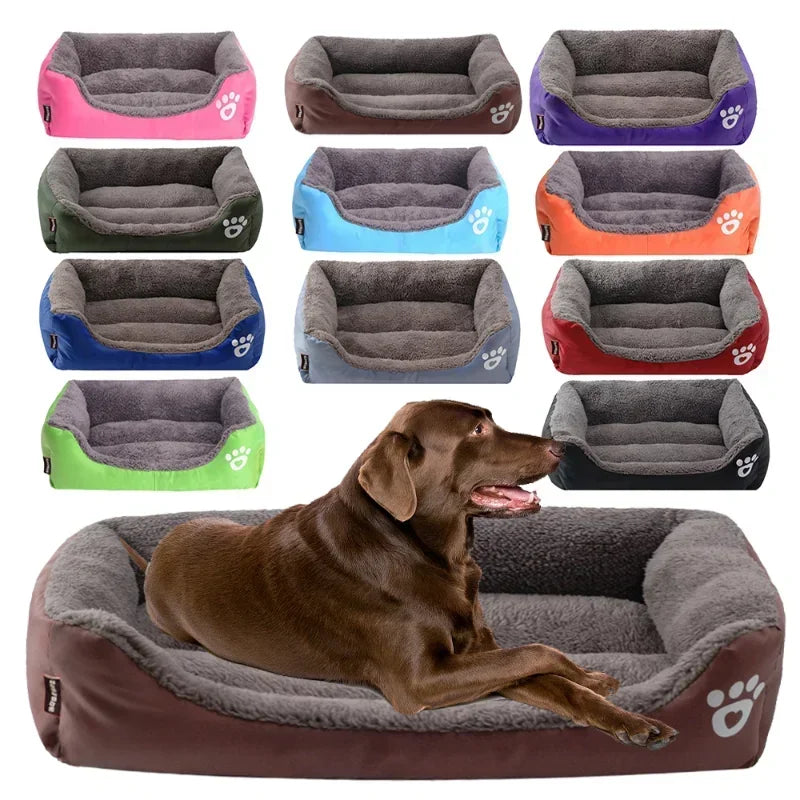 Warm Corduroy Dog Sofa Bed – Plush Fleece Pet Couch with Bolsters
