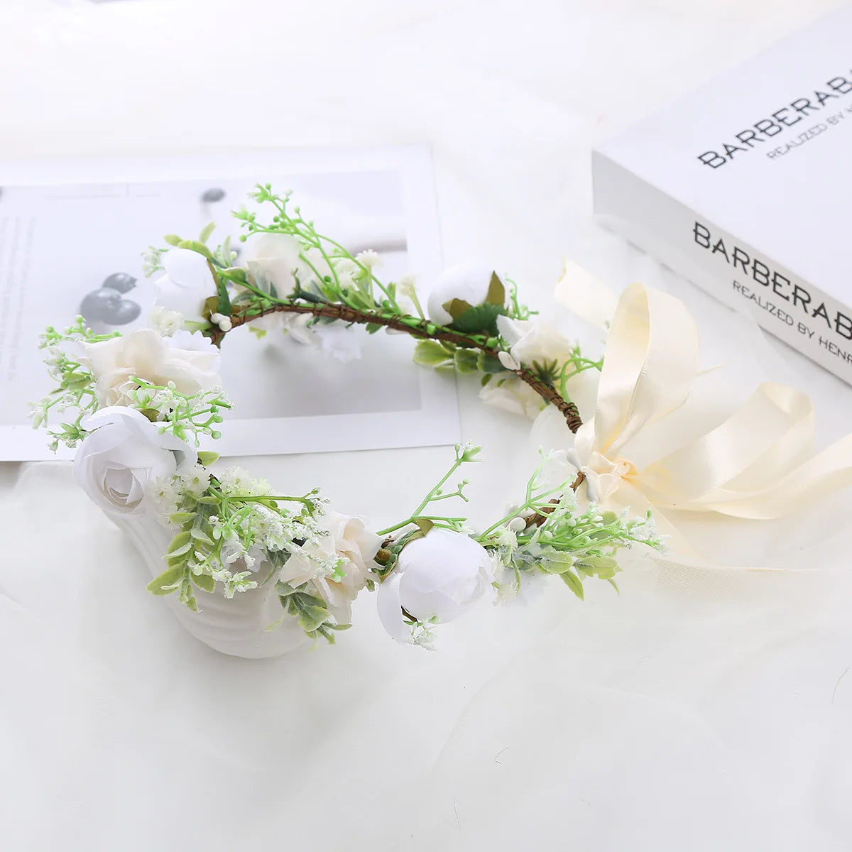 Adjustable Elegant Dog Wedding Flower Collar for Medium Large Dogs Cats, Pet Wedding Photo Props Costume Accessories