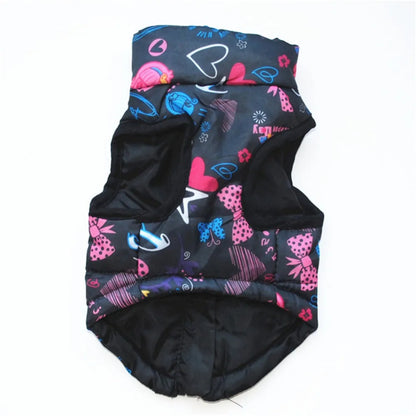 Windproof Pet Vest Jacket Winter Warm Big Dog Clothes Puppy Harness Clothing Funny Printed Coat for Small Medium Dogs Cats XS-XL