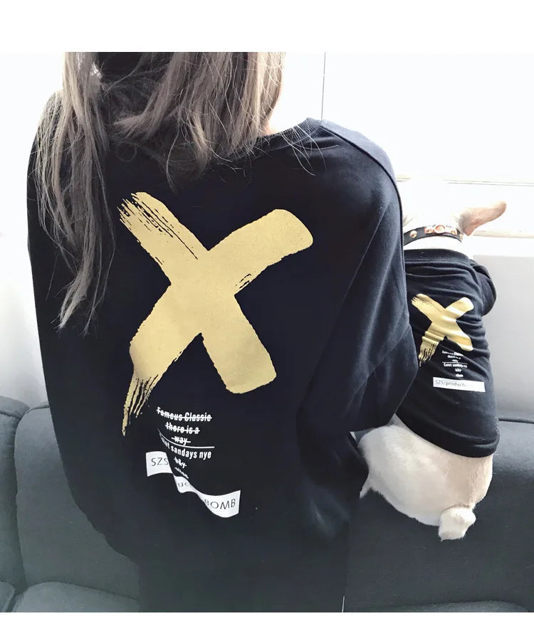 Pet Clothes  Dog Clothes Parent-child Wear Spring and Autumn Korean Version Printing Pure Cotton Two Colors Seven Sizes
