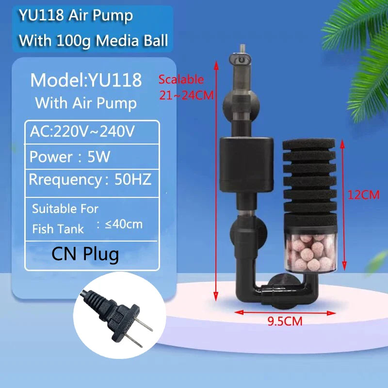 Aquarium Filter With Water Pump For Fish Tank Air Pump Skimmer Biochemical Sponge Filter Aquarium Bio Filters Filtro Aquario