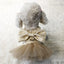Luxury Embroidery Tulle Dog Dress for Small Medium Dogs Cats, Gold Pet Dress with Bowknot Chihuahua Pomeranian Summer Clothes