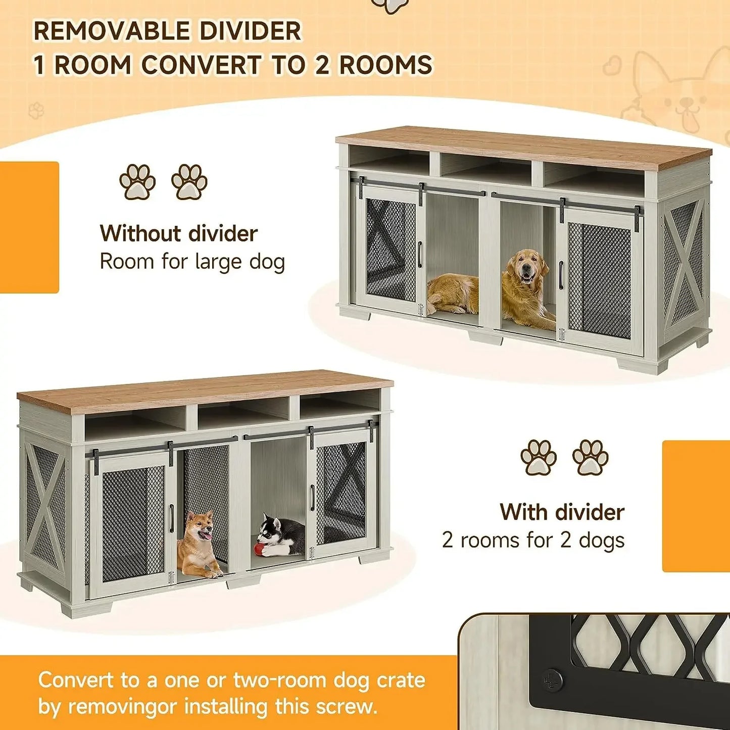 Cross-border Amazon Pet Furniture Dog Cage Wooden Iron Wood Kennel Double Door TV Cabinet Indoor Pet Cabinet Box