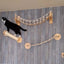 Wall Mounted Cat Climbing Wood Shelves Furniture Cat Bridge and Cat Hammock or Platform with Pedals for Kitten Perch and Rest