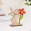 2025 Easter Wooden Rabbit Ornaments Standing Bunny with Flower for Spring Easter Party Home Table Decoration DIY Crafts Supplies