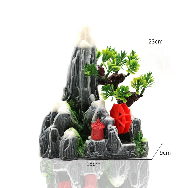 Resin Aquarium Rockery Mountain Decoration Artificial View Rock Cave Stone Tree Fish Tank Ornament Pet Supplies Home Decor