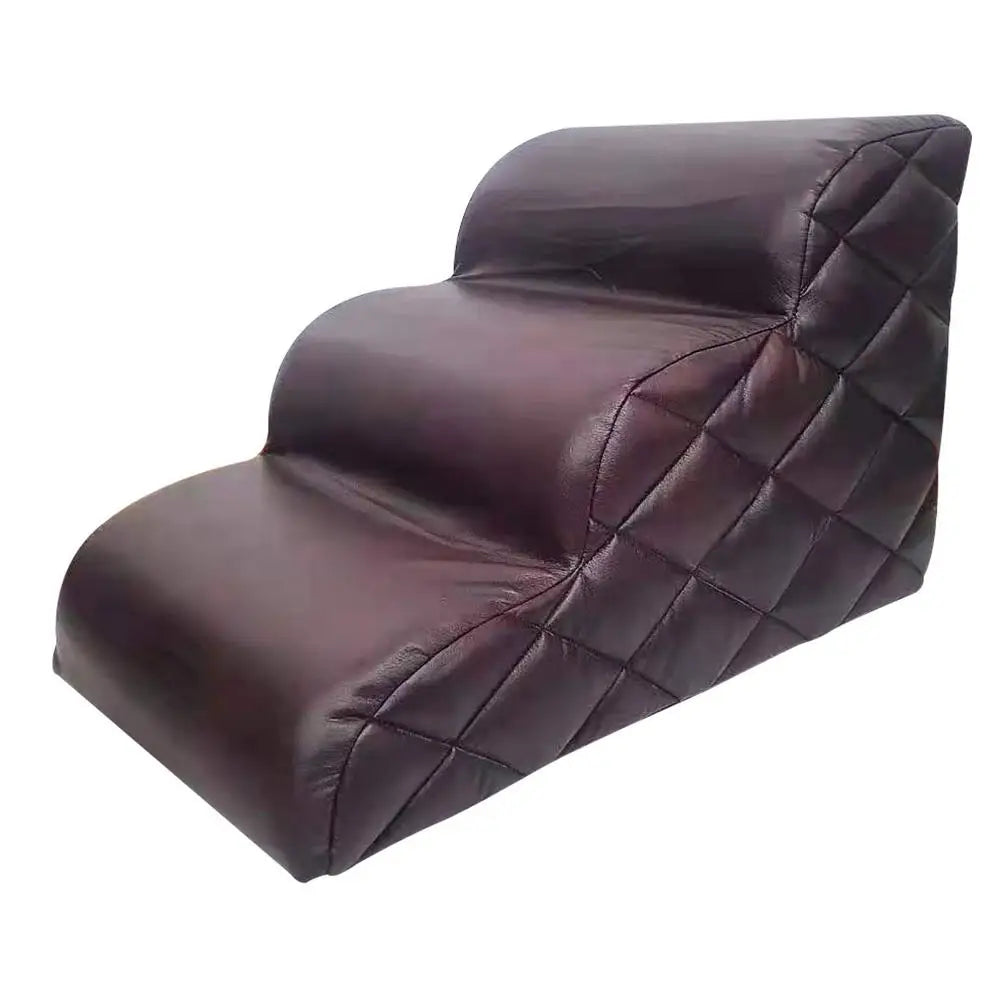 Pet Steps Dog Stairs Puppy Ladders Dog Furniture Non-Slip 3 Steps Dog Stairs Soft Leather Cover Bed Stairs Pet Cats Bed Steps