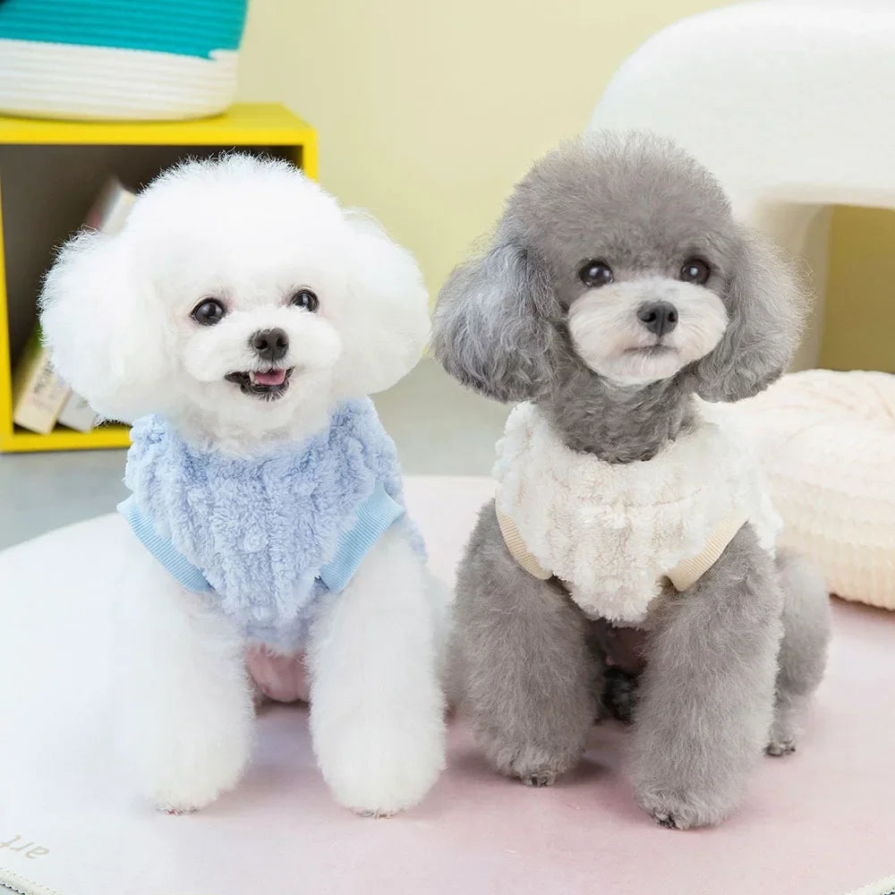 Winter Pet Clothes Warm Coral Fleece Dog Vest Pullover Jacket Puppy Dog Sweater with D Ring for Small Medium Dogs Cats Costume