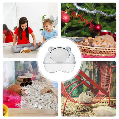 Small Animal Habitat Transparent Hamster Bed With Larger Capacity Wrap-Around Curved Design Hamster Bathtub And Bathroom