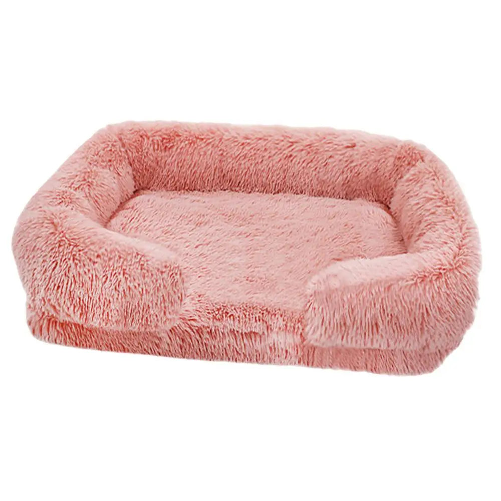 Cozy Plush Dog Sofa Bed Square Beds Washable Warm Pet Cushion Orthopedic Lounger Fluffy With Zipper Cover