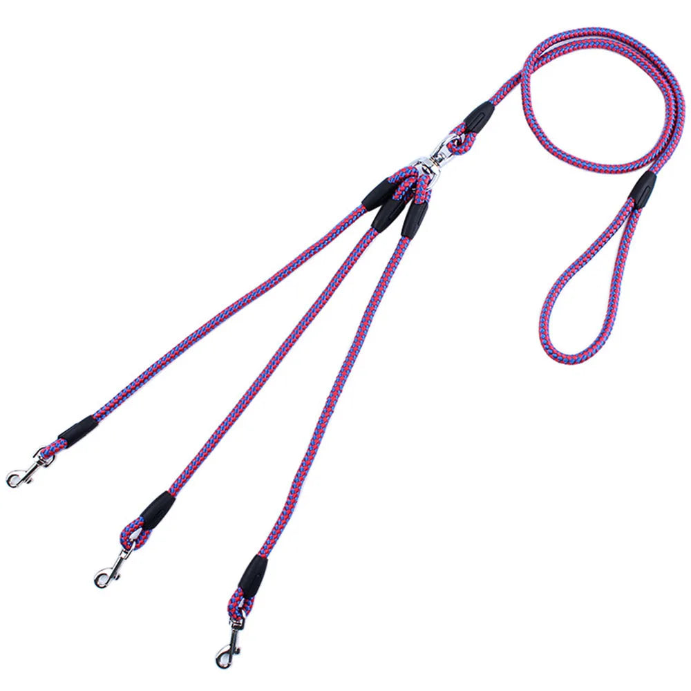 Dog Leashes 3 in 1 Nylon Pet Traction Rope 3 Way Dog Lead Leash for Three Small Dogs Cats Outdoor Walking Multiple Puppy Leash