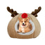 Christmas Winter Cat Cave Bed Dog Tent Christmas Reindeer Tent Washable Removable Cushion for Indoor Small Dogs And Cats
