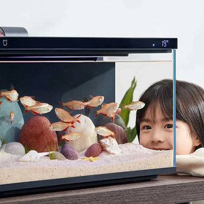 Glass Aquarium Fish Tank  Intelligent Desktop Ecological Fish Tank with WIFI Control Feeding Box Light Filter