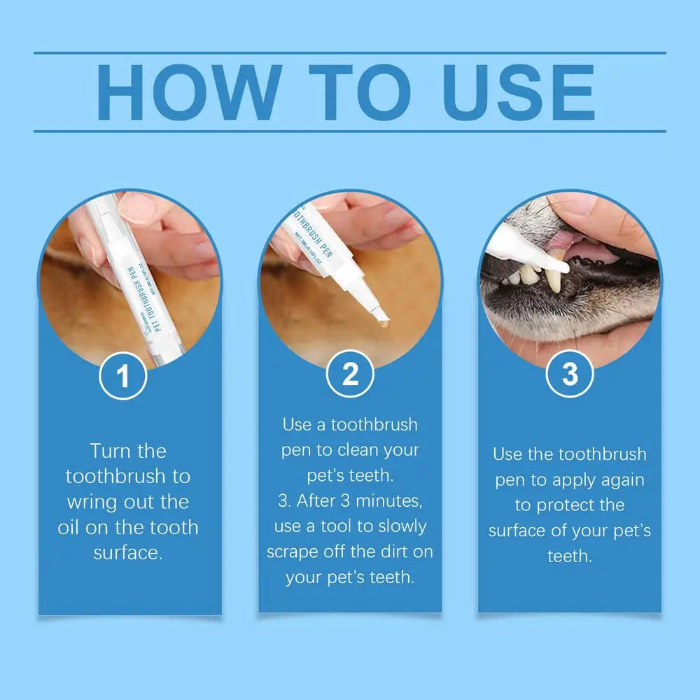 Pet Toothbrush Pen Safe Teeth Cleaning Pen Dog Toothbrushes Refreshing Pet Toothbrush Pen With Tip Design For Pet Dog Puppy Cat
