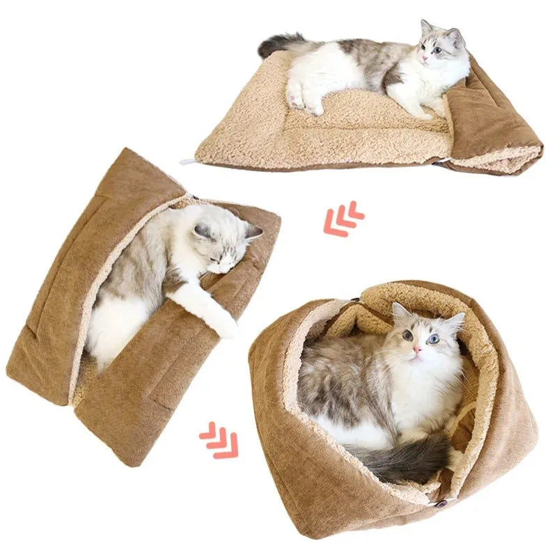Cats Beds for Winter Warm Accessories Kitten Houses Dog Bed Basket Mat Things Cushions House Puppy Goods Pet Supplies