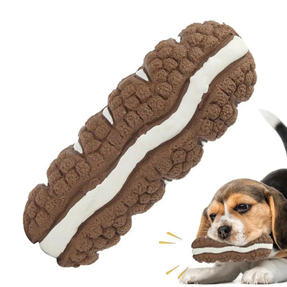 Squeaky Dog Chew Toy Funny Cream Bread Hamburger Breadsticks No Stuffing Dog Toy with Squeakers Pet Squeak Toy