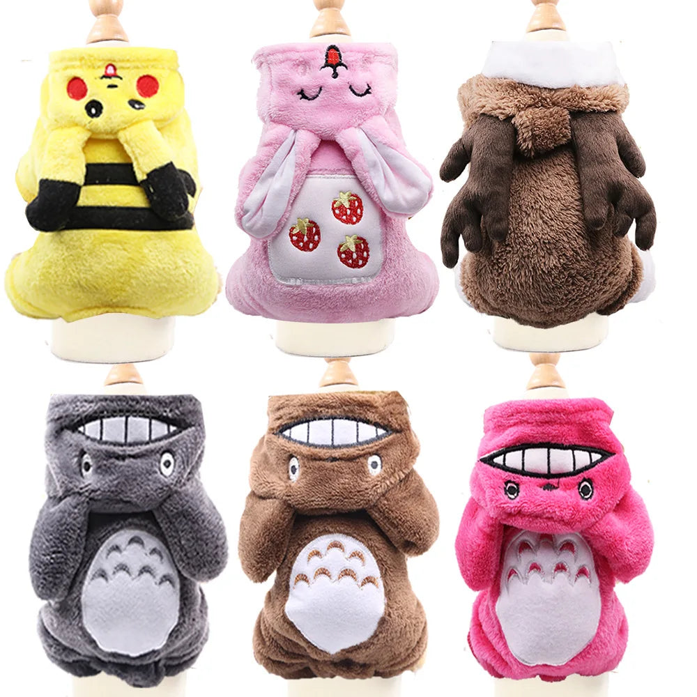 pawstrip Small Dog Clothes Warm Winter Pet Dog Jumpsuit Puppy Fleece Hoodie Chihuahua Small Medium Dog Warm Outfit Kitten Jacket
