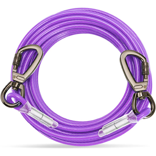 Double-headed Dog Tie Out Cable Leash ,raction rope with metal buckle steel wire anti-rust training collar,Outdoor Dogs Strap