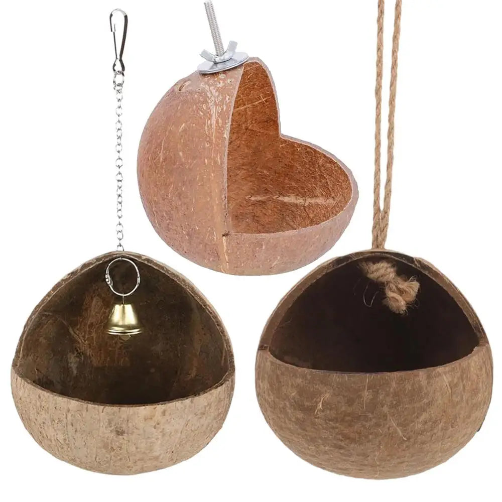 Coconut Bird Nest Bird Hideaway Parakeet Nest Bird House Hut Cage Coconut Shell Bird Nest Parakeet Nesting Box Parrot Home
