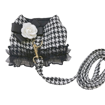 Designer Dog Harness and Leash Set for Small Medium Dogs Cats Walking, Puppy Lace Vest Harness York Chihuahua Pet Accessories
