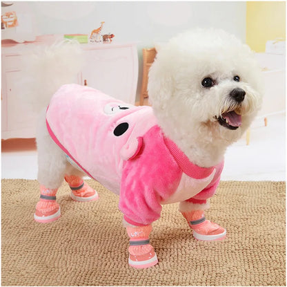 XS-XL Cute Winter Small Dog Cat Warm Vest Fleece Cartoon Printed Puppy Pet Cat Dog Clothes for Small Medium Dog Hoodie Chihuahua