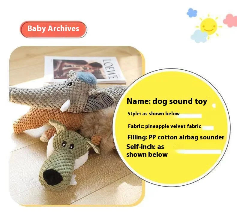 Pet dog toys, plush, bite resistant, sound making, animal flooring, monkey, elephant, rhinoceros toys, pet supplies