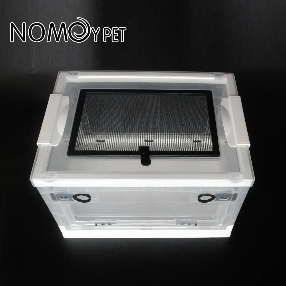Foldable Reptile Feeding Box Anti-Drop with Screen Ventilation Spider Lizard Reptile Terrarium Hatching Container Habitat